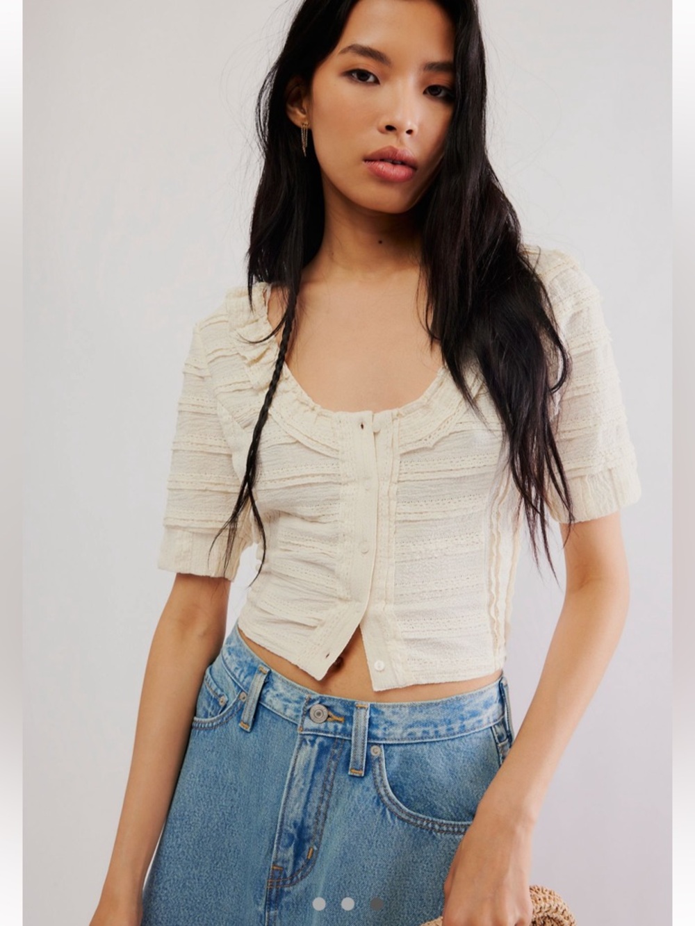 Free People Natasha Top, Ivory, XS